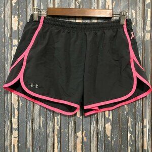 Under Armour Womens Fitted Running Shorts Gray Pink Breast Cancer Small